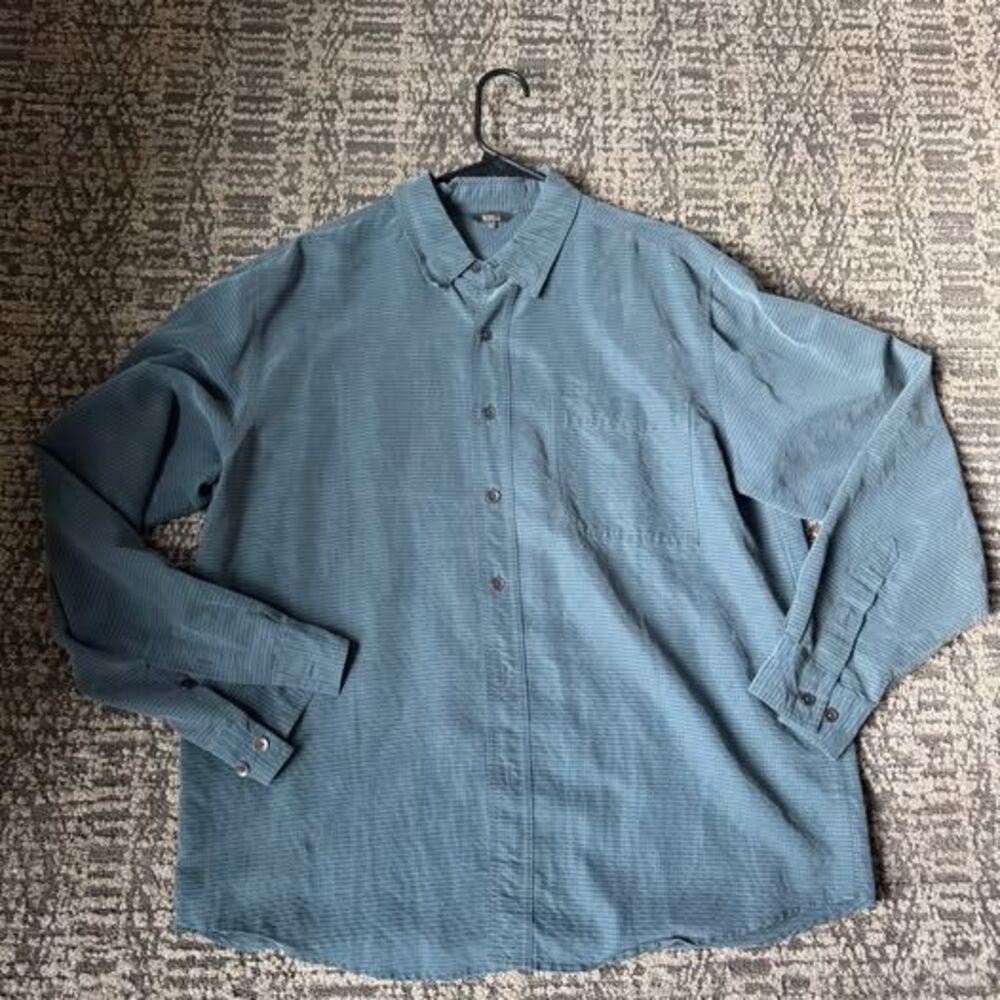 Royal Robbins Men's L Desert Pucker Long Sleeve Button Up Blue Modal Shirt